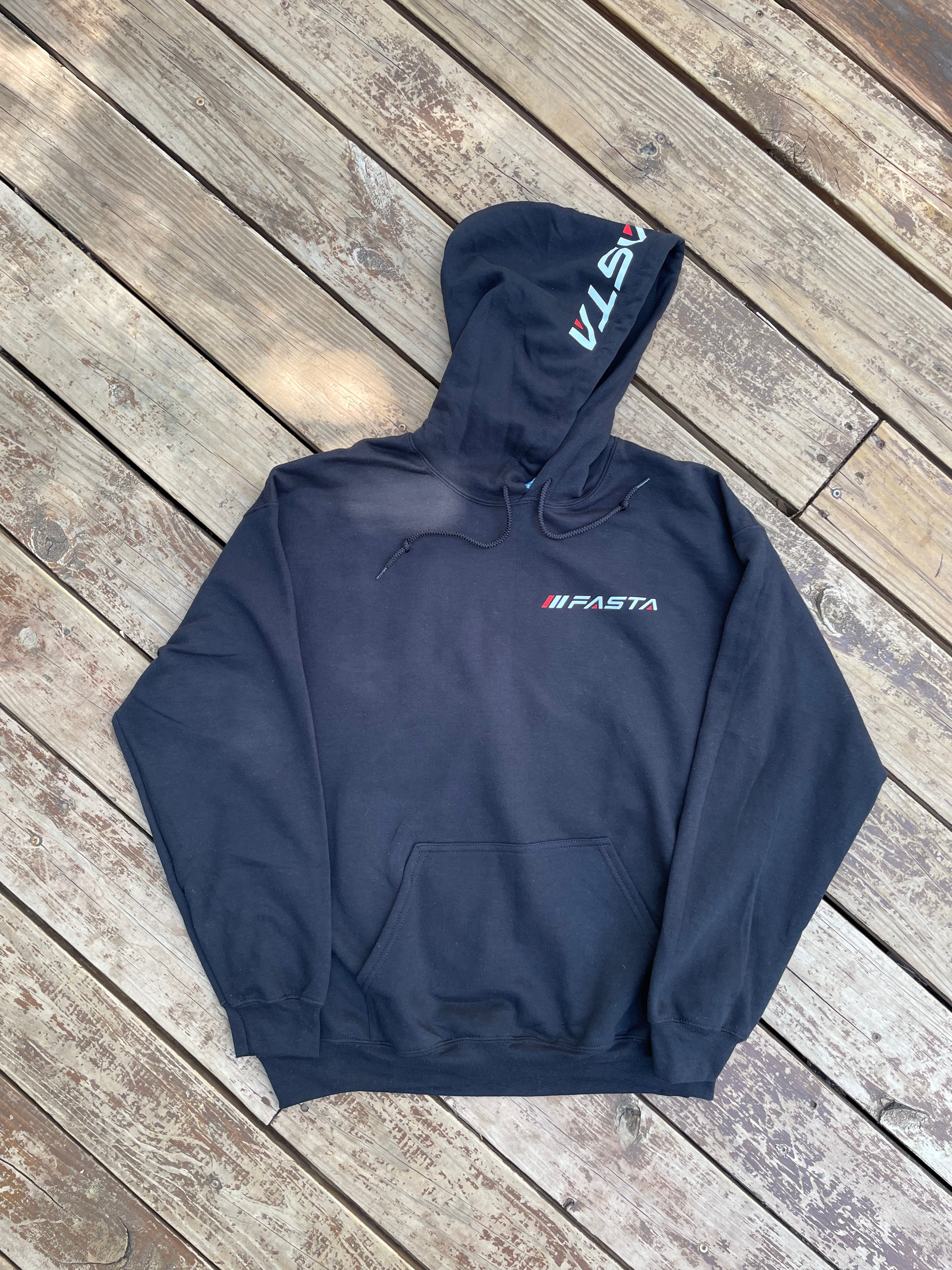 SIMPLE FASTA WHITE ON BLACK  HOODIE