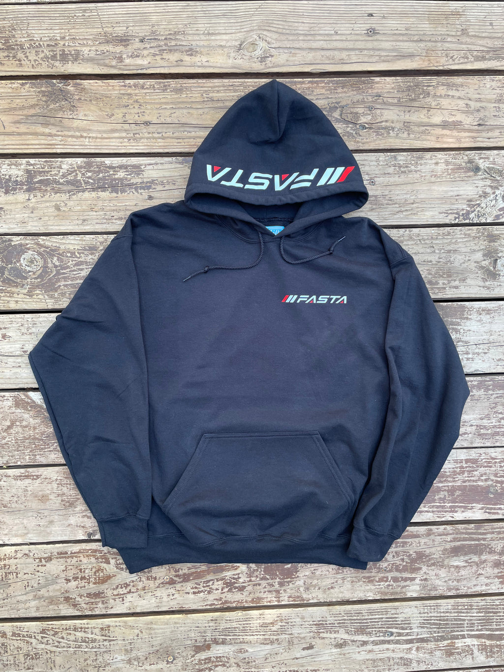 SIMPLE FASTA WHITE ON BLACK  HOODIE