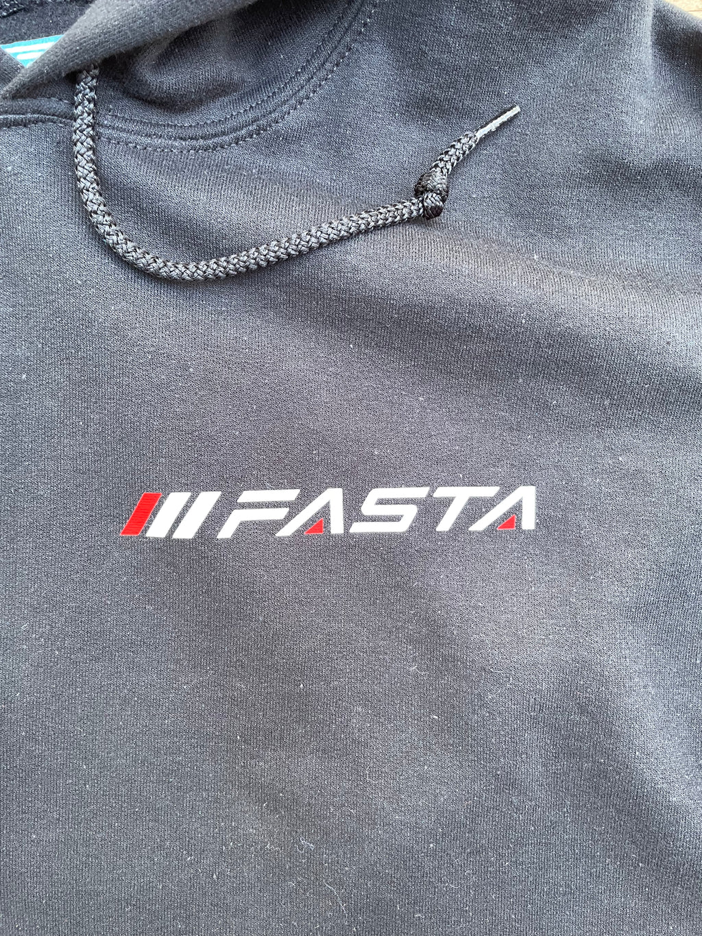 SIMPLE FASTA WHITE ON BLACK  HOODIE