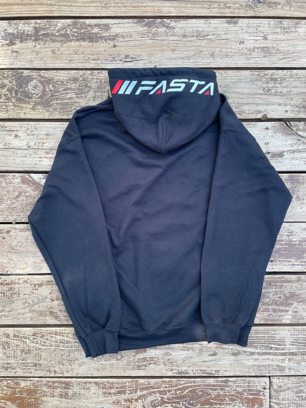 SIMPLE FASTA WHITE ON BLACK  HOODIE