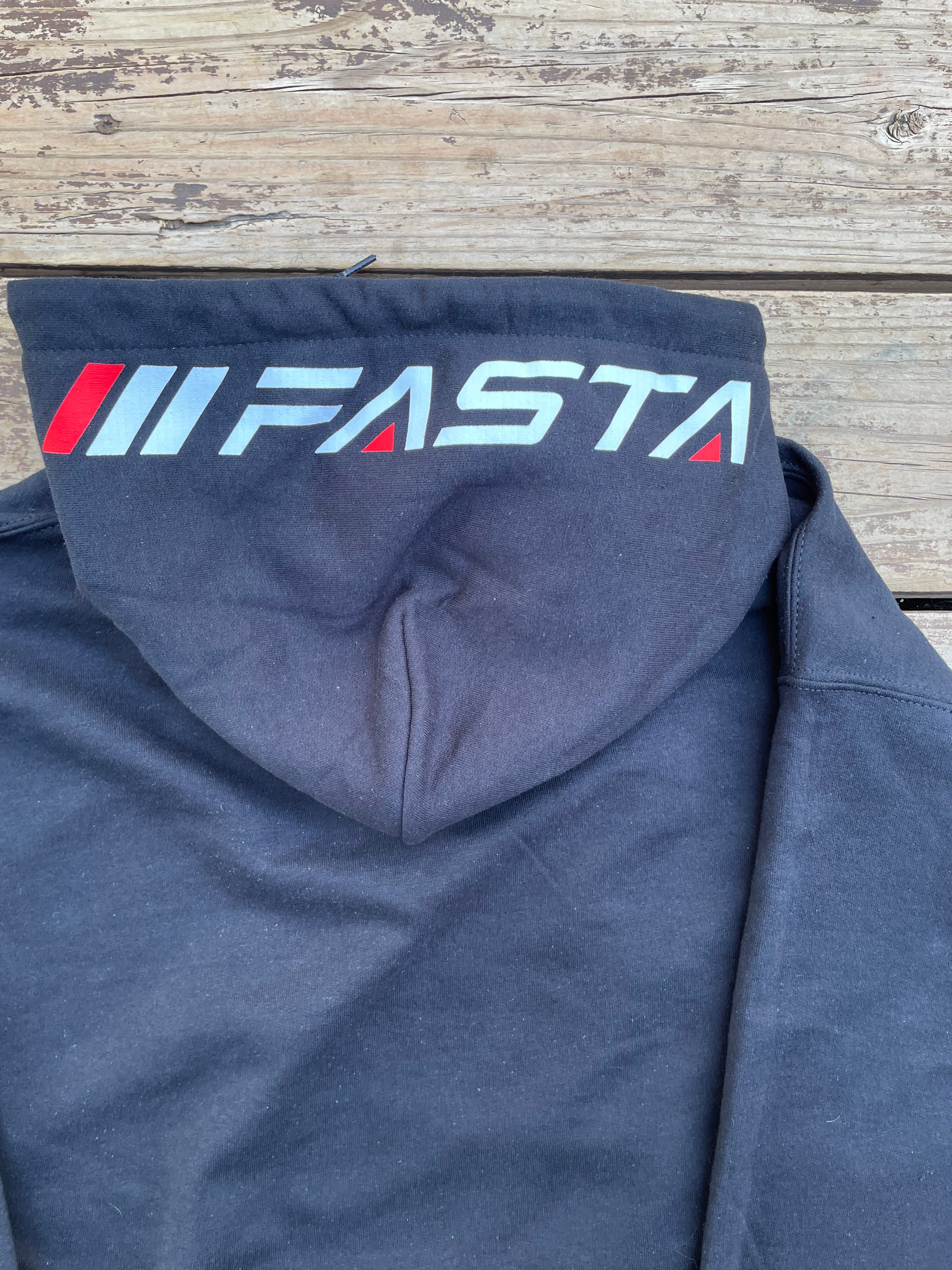 SIMPLE FASTA WHITE ON BLACK  HOODIE